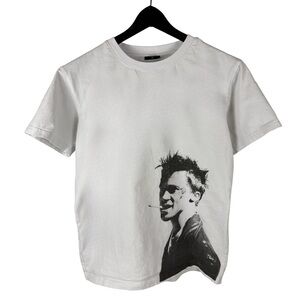 Mens Y2K ICY Streetwear Grunge Punk Style Graphic White Shirt Size S